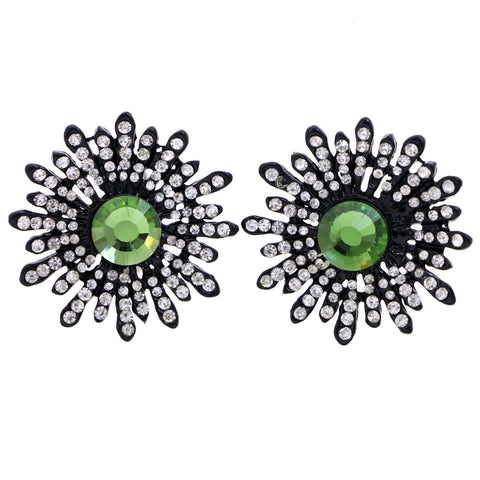 Mi Amore Flower Post-Earrings Silver-Tone/Green