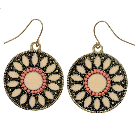 Mi Amore Antiqued Dangle-Earrings Peach/Gold-Tone
