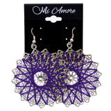 Mi Amore Flower Dangle-Earrings Silver-Tone/Purple