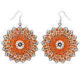 Mi Amore Flower Dangle-Earrings Silver-Tone/Orange
