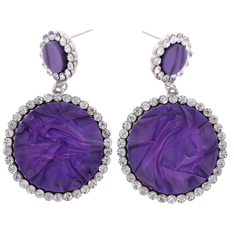 Mi Amore Drop-Dangle-Earrings Purple/Silver-Tone