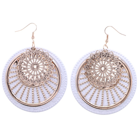 Mi Amore Flower Dangle-Earrings White/Gold-Tone