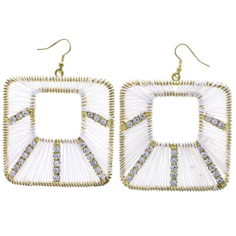 Mi Amore String Art Dangle-Earrings Gold-Tone/White