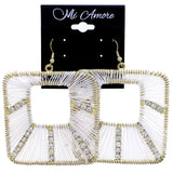 Mi Amore String Art Dangle-Earrings Gold-Tone/White