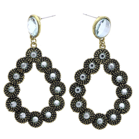 Mi Amore Antiqued Drop-Dangle-Earrings Gold-Tone/Blue