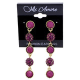 Mi Amore Drop-Dangle-Earrings Pink/Gold-Tone