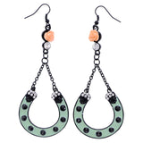 Mi Amore Horseshoe Rose Dangle-Earrings Black & Green
