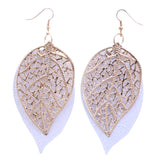 Mi Amore Leaf Dangle-Earrings White/Gold-Tone