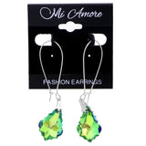Mi Amore AB Finish  Dangle-Earrings Green/Silver-Tone