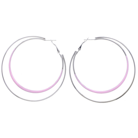 Mi Amore Hoop-Earrings Silver-Tone/Pink