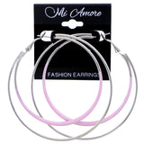 Mi Amore Hoop-Earrings Silver-Tone/Pink