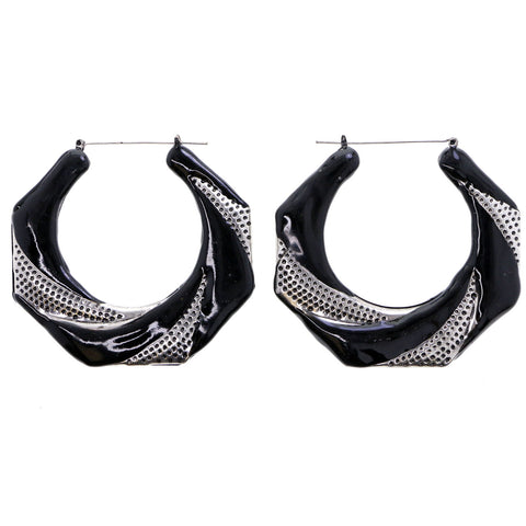 Mi Amore Hoop-Earrings Black/Silver-Tone
