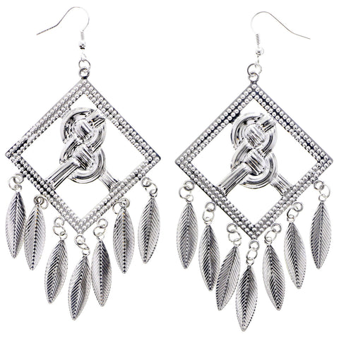 Mi Amore Leaf Dangle-Earrings Silver-Tone