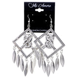 Mi Amore Leaf Dangle-Earrings Silver-Tone