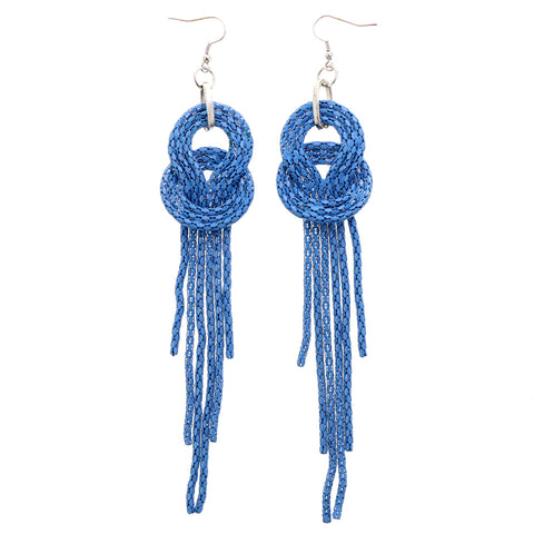 Mi Amore Knot Dangle-Earrings Blue/Silver-Tone