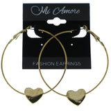 Gold-Tone Metal Heart Hoop-Earrings