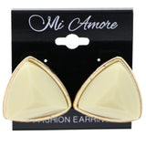 Mi Amore Post-Earrings White/Gold-Tone