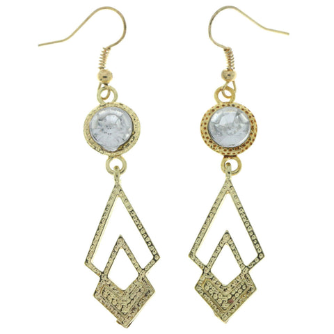 Gold-Tone Metal Dangle-Earrings With Crystal Accents
