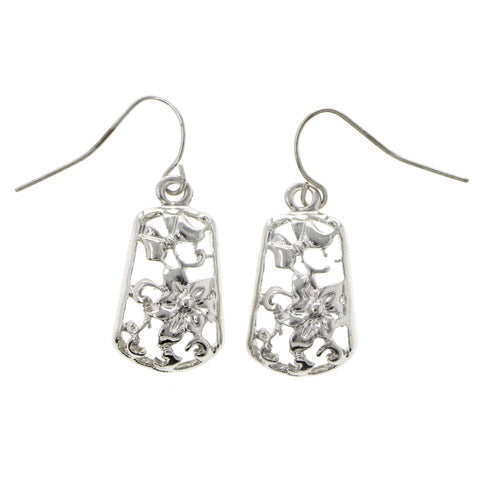 Mi Amore Flower Dangle-Earrings Silver-Tone