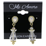 Mi Amore Drop-Dangle-Earrings Gold-Tone/White