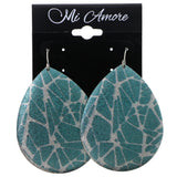 Mi Amore Geometric Pattern Dangle-Earrings Blue/Silver-Tone