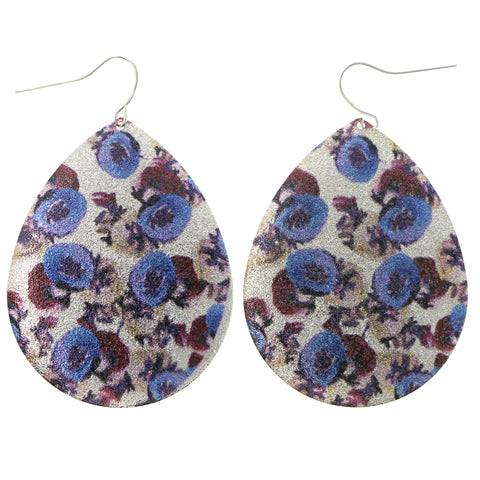 Mi Amore Flower Dangle-Earrings Blue/Silver-Tone