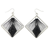 Mi Amore String Art Dangle-Earrings Black/Silver-Tone
