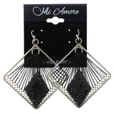 Mi Amore String Art Dangle-Earrings Black/Silver-Tone