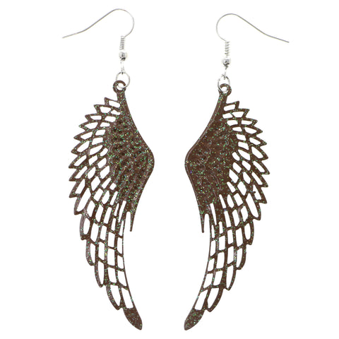 Mi Amore Angel Wing Dangle-Earrings Brown