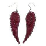 Mi Amore Angel Wing Dangle-Earrings Pink/Silver-Tone