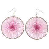 Mi Amore String Art Dangle-Earrings Pink/Silver-Tone