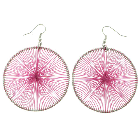 Mi Amore String Art Dangle-Earrings Pink/Silver-Tone