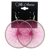 Mi Amore String Art Dangle-Earrings Pink/Silver-Tone
