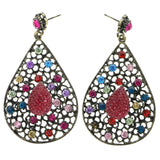 Mi Amore Antiqued Flower Drop-Dangle-Earrings Gold-Tone & Multicolor