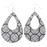 Mi Amore Geometric Pattern Dangle-Earrings Silver-Tone/Black