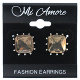 Silver-Tone Metal Stud-Earrings With Crystal Accents
