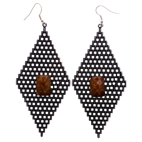 Mi Amore Dangle-Earrings Dark-Silver/Brown