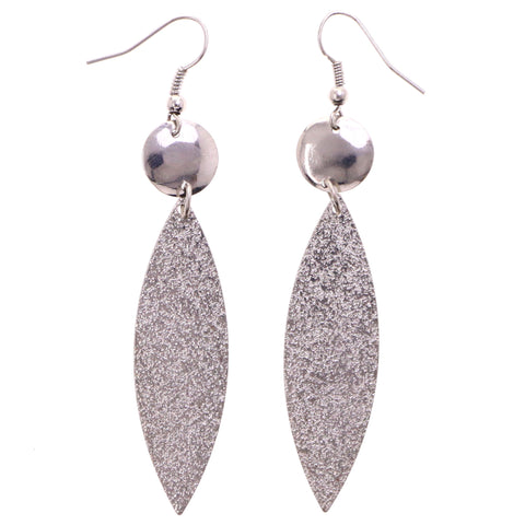 Mi Amore Textured Dangle-Earrings Silver-Tone