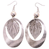 Mi Amore Leaf Dangle-Earrings Silver-Tone