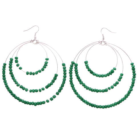Mi Amore Dangle-Earrings Green/Silver-Tone