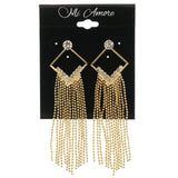 Gold-Tone Metal Dangle-Earrings With Crystal Accents