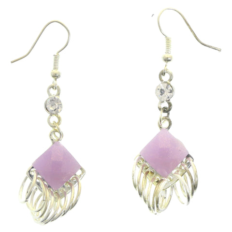 Mi Amore Drop-Dangle-Earrings Silver-Tone/Pink