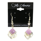 Mi Amore Drop-Dangle-Earrings Silver-Tone/Pink