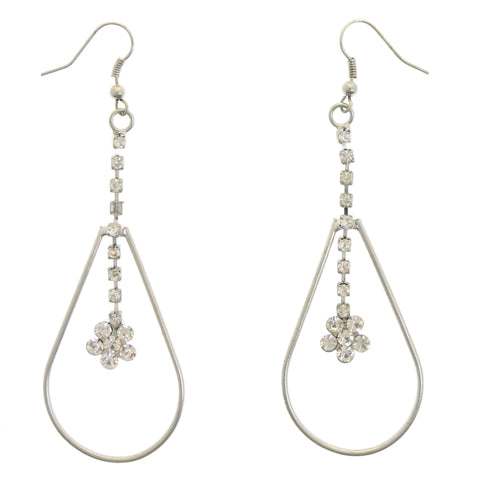 Mi Amore Flower Drop-Dangle-Earrings Silver-Tone/White