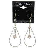 Mi Amore Flower Drop-Dangle-Earrings Silver-Tone/White