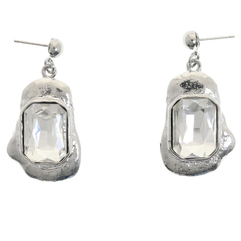Mi Amore Dangle-Earrings Silver-Tone/White