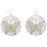 Mi Amore Butterfly Dangle-Earrings Silver-Tone/White