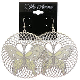 Mi Amore Butterfly Dangle-Earrings Silver-Tone/White