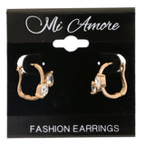 Mi Amore Heart crystals Dangle-Earrings Bronze-Tone/White