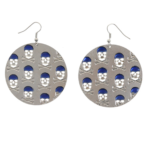 Mi Amore Skull and Crossbones Dangle-Earrings Silver-Tone/Blue
